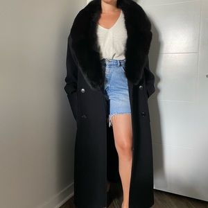 Long winter coat with fur collar